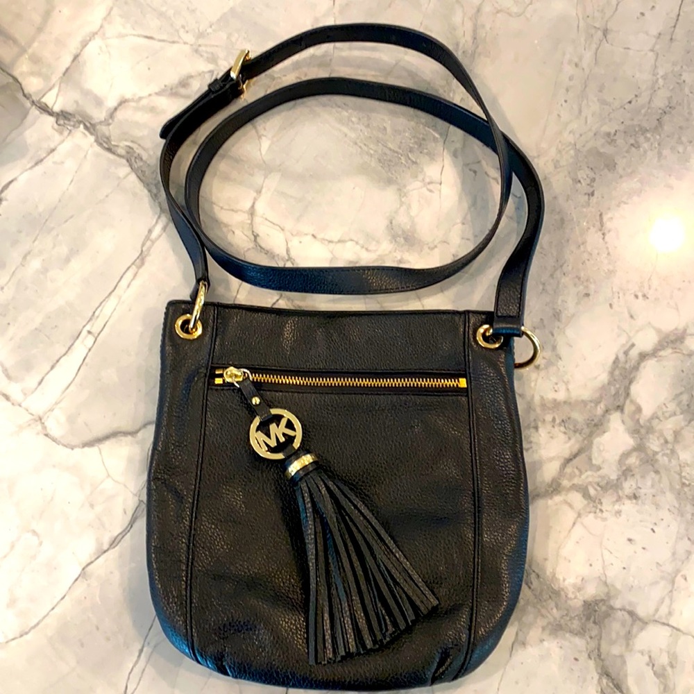 Michael Kors black messenger bag with tassel